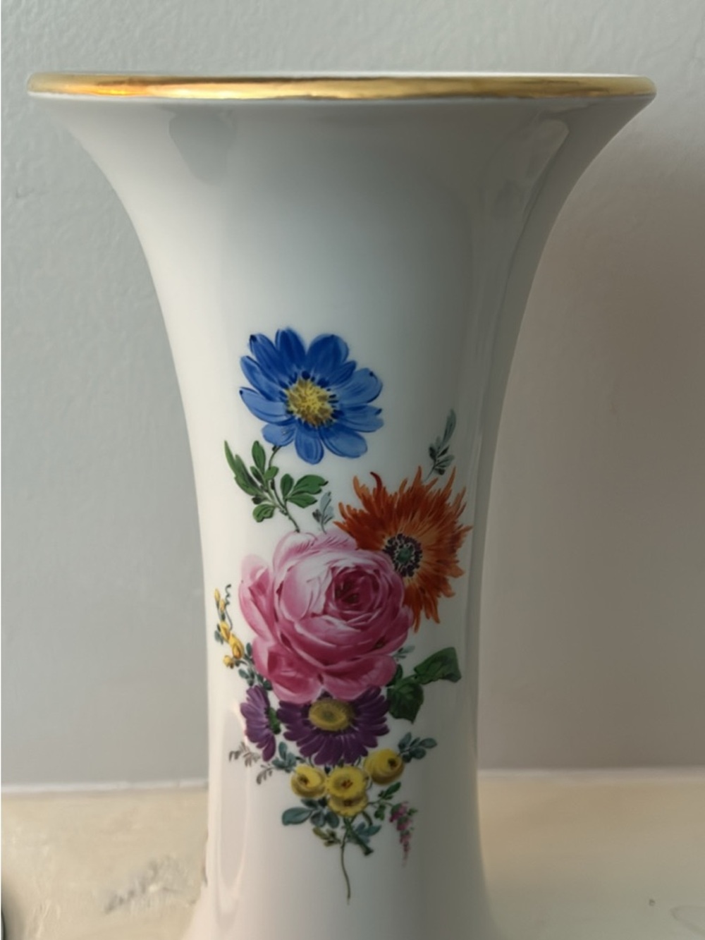 Meissen German Antique Hand Painted Porcelain Vase Botanical